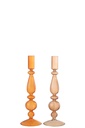 Candleholder Bollen Glass Orange Mix