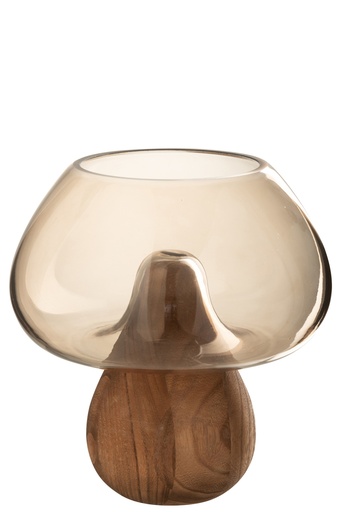 Vase Champignon Bas Verre Gris